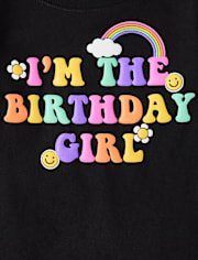 Baby And Toddler Girls Rainbow Birthday Girl Graphic Tee