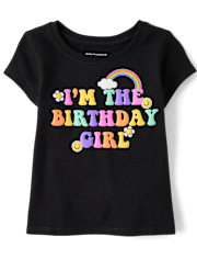 Baby And Toddler Girls Rainbow Birthday Girl Graphic Tee