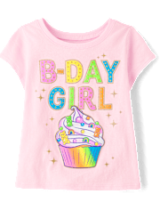 Baby And Toddler Girls Birthday Girl Cupcake Graphic Tee