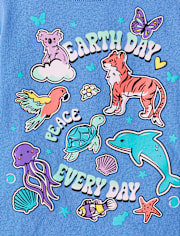 Baby And Toddler Girls Earth Day Animals Graphic Tee