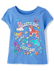 Baby And Toddler Girls Earth Day Animals Graphic Tee