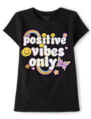 Girls Positive Vibes Graphic Tee