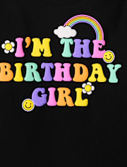 Girls Rainbow Birthday Girl Graphic Tee