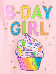 Girls Birthday Girl Cupcake Graphic Tee