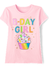 Girls Birthday Girl Cupcake Graphic Tee