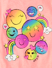 Girls Happy Face Graphic Tee