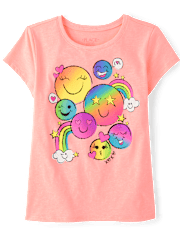 Girls Happy Face Graphic Tee
