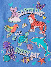 Girls Earth Day Animals Graphic Tee