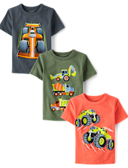 Baby And Toddler Boys Vehicle Graphic Tee 3-Pack