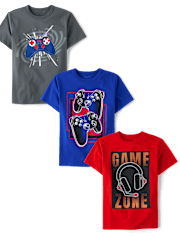 Lot de 3 t-shirts graphiques Gamer pour garçon