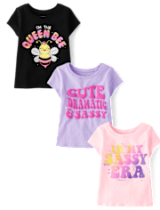 Baby And Toddler Girls Sassy Graphic Tee 3-Pack