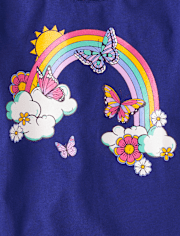 Girls Butterfly Rainbow Graphic Tee