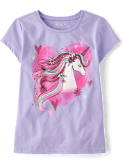 Girls Unicorn Butterfly Graphic Tee