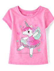 Baby And Toddler Girls Unicorn Ballerina Graphic Tee