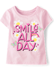 Baby And Toddler Girls Smile All Day Graphic Tee