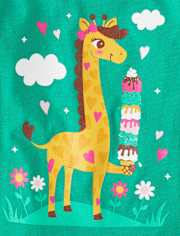 Baby And Toddler Girls Giraffe Ice Cream Graphic Tee