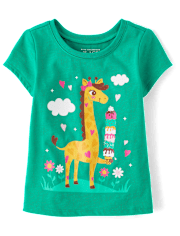 Baby And Toddler Girls Giraffe Ice Cream Graphic Tee