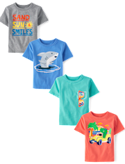 Baby And Toddler Boys Summer Graphic Tee 4-Pack