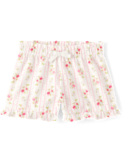 Toddler Girls Floral Ruffle Paperbag Waist Shorts