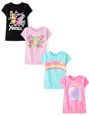 Lot de 4 t-shirts graphiques Positivity pour filles