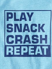 Baby And Toddler Boys Play Snack Crash Repeat Graphic Tee