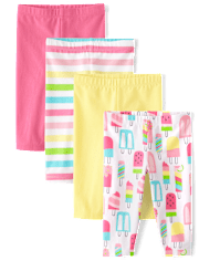 Lot de 4 leggings Capri Popsicle pour petites filles
