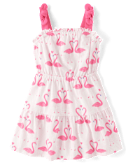 Baby And Toddler Girls Print Tiered Tie Shoulder Dress