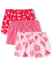 Lot de 3 shorts taille paperbag pastèque pour petites filles