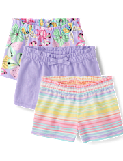 Toddler Girls Butterfly Paperbag Waist Shorts 3-Pack