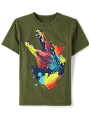 Boys Paint Splatter Alligator Graphic Tee