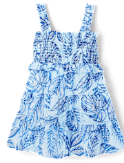 Robe à volants à fronces tropicale assortie pour petite fille