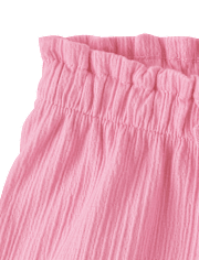 Toddler Girls Jacquard Ruffle Paperbag Waist Shorts