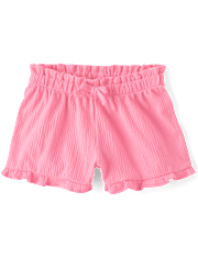 Short taille haute à volants en jacquard pour petites filles