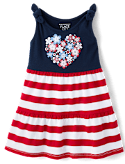 Toddler Girls Americana Tie Shoulder Dress