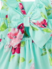 Robe à volants en popeline avec nœud floral dans le dos pour petite fille
