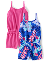 Toddler Girls Tropical Leaf Romper 2-Pack