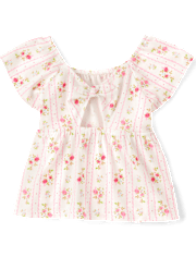 Haut babydoll empire à imprimé noué dans le dos pour petites filles