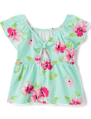 Haut babydoll empire à imprimé noué dans le dos pour petites filles