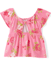 Toddler Girls Print Tie Back Empire Babydoll Top