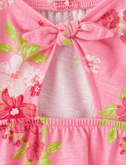 Toddler Girls Print Tie Back Empire Babydoll Top