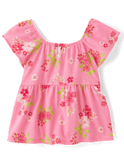 Toddler Girls Print Tie Back Empire Babydoll Top