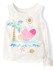 Baby And Toddler Girls Graphic Side Tie Tank Top