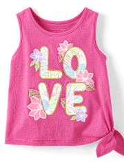 Baby And Toddler Girls Graphic Side Tie Tank Top