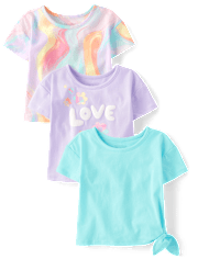 Toddler Girls Rainbow Marble Top 3-Pack