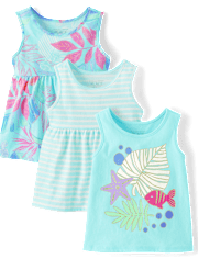 Toddler Girls Tropical Tank Top 3-Pack