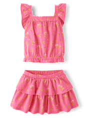 Toddler Girls Floral Flutter 2-Piece Outfit Set