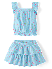 Toddler Girls Floral Flutter 2-Piece Outfit Set
