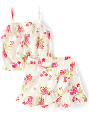 Toddler Girls Floral Ruffle 2-Piece Outfit Set