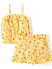 Toddler Girls Floral Ruffle 2-Piece Outfit Set