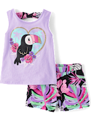 Ensemble 2 pièces pour petite fille avec motif animal